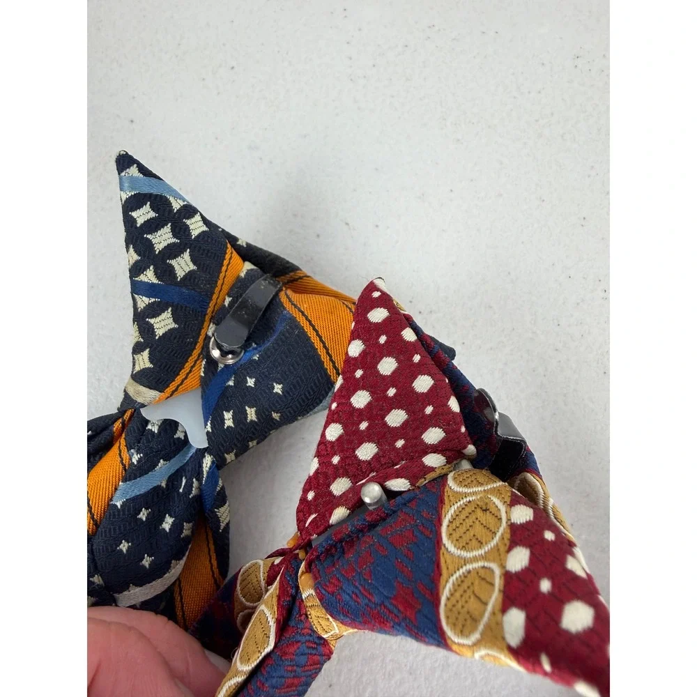 Vintage Clip On Necktie Lot 4 Wembley May Co Armand Geometric Striped Ties Mens